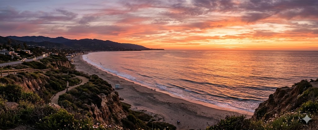 Surf fishing on a Southern California beach at sunrise